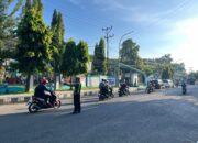 Sat Lantas Polres Dompu Laksanakan Strong Point Pagi, Wujudkan Kamseltibcar Lantas
